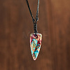 Bohemian Triangle Dyed Natural Imperial Jasper Pendant Necklaces HW6512-1-1