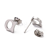 Tarnish Resistant 304 Stainless Steel Greek Alphabet Stud Earrings STAS-D007-07P-07-2