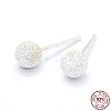 Textured 925 Sterling Silver Ball Stud Earrings EJEW-L202-004B-1