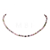 4.5MM Faceted Round Natural Multicolor Tourmaline Beaded Necklaces NJEW-JN05900-2