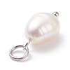 Grade B Natural Cultured Freshwater Pearl Charms X-PALLOY-JF01497-02-4