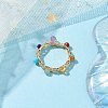 Round Natural Mixed Gemstone Bead Finger Ring RJEW-JR00723-2