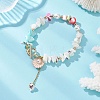 Dyed Natural Trochid Shell/Trochus Shell Chips Beaded Bracelets for Women BJEW-JB13130-03-1