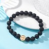 Round Natural Lava Rock Beads Stretch Bracelets BJEW-JB13672-1