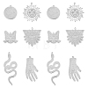 12Pcs 6 Styles 201 Stainless Steel Pendants STAS-DC0013-90-1