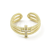 Brass Micro Pave Cubic Zirconia Open Cuff Rings RJEW-H225-04G-2
