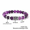 Alloy Nordic Viking Runes 8MM Natural Amethyst Round Beaded Stretch Bracelets KW3210-13-2