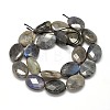 Flat Oval Natural Labradorite Bead Strands G-L357A-12-2