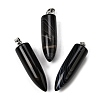 Natural Black Banded Agate(Dyed & Heated) Pointed Pendants G-F820-12L-1