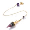 Resin Hexagonal Pointed Dowsing Pendulums(Brass Finding and Gemstone Inside) G-L521-A10-2