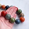 Bohemian Resin Round Beaded Necklaces with Brass Clasps for Women WGBFE99-01-4