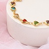 Heart Brass Link Bracelets for Woman BJEW-S157-04G-2