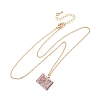 Brass Enamel Book Pendant Necklaces for Women KK-CBAF5B9-01G-06-2