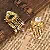 Alloy Rhinestone & Plastic Imitation Pearl Tassel Stud Earrings EJEW-A122-01G-2