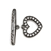 Heart Brass Micro Pave Clear Cubic Zirconia Toggle Clasps KK-G548-37-2
