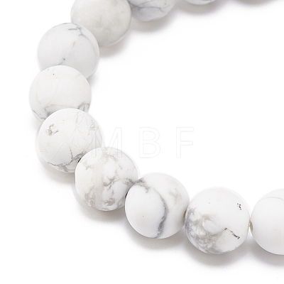 Synthetic Howlite & Weathered Agate(Dyed) Round Beaded Stretch Bracelet BJEW-JB08399-01-1