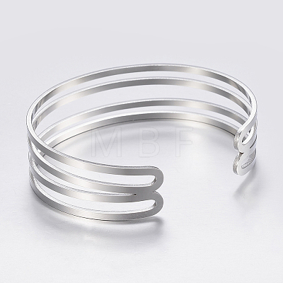 Hollow 304 Stainless Steel Wide Band Cuff Bangles BJEW-H565-01P-1