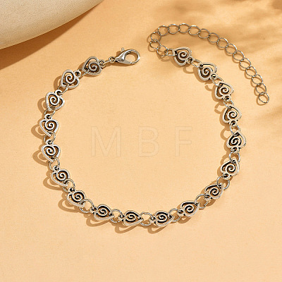Bohemian Alloy Spiral Heart Link Chain Anklets for Women WG53D8C-01-1