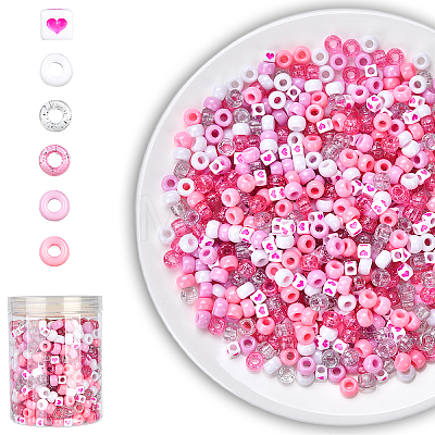 720Pcs 6 Styles Plastic & Acrylic Beads KY-YW0001-76A-1