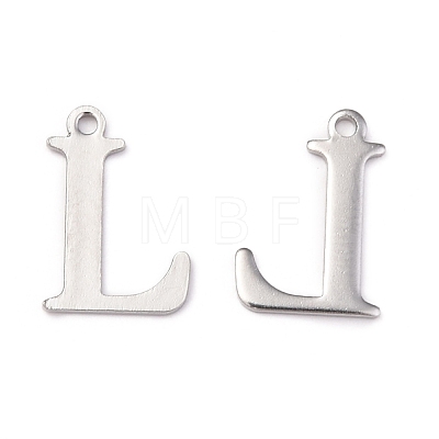 Tarnish Resistant 304 Stainless Steel Alphabet Charms STAS-H122-L-P-1