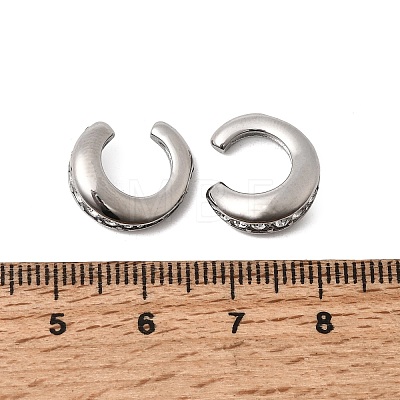 304 Stainless Steel Rhinestone Cuff Earrings for Women EJEW-A165-01P-1
