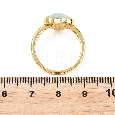 Natural Amazonite Finger Rings with Brass Findings G-H353-03G-03-1