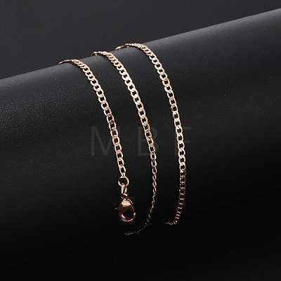 Brass Curb Chains Necklaces for Women NJEW-D302-39RG-1