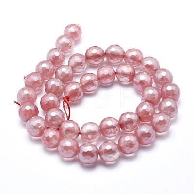 Electroplated Cherry Quartz Glass Beads Strands G-O164-04-12mm-1