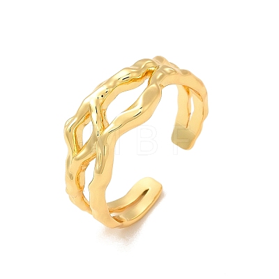Brass Hollow Open Cuff Ring for Women RJEW-A015-06G-1
