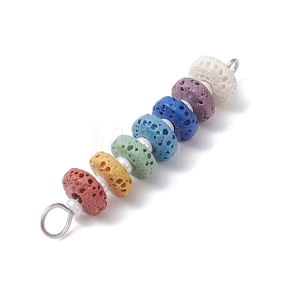 Chakra Natural Lava Rock Dyed Beaded Connector Charms PALLOY-JF02546-02-1