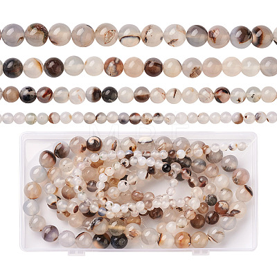 4 Strands 4 Sizes Natural Agate Round Beads Strands G-TA0001-25-1