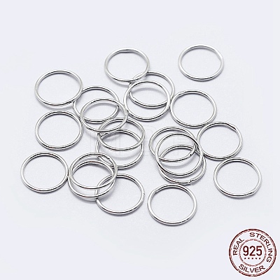 Anti-Tarnish Rhodium Plated 925 Sterling Silver Round Rings STER-F036-03P-0.6x6-1