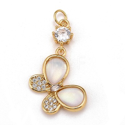 Brass Micro Pave Clear Cubic Zirconia Pendants ZIRC-C030-02G-1