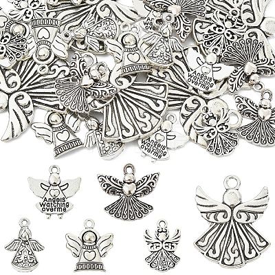 30Pcs 6 Styles Tibetan Style Alloy Pendants TIBEP-YW0012-41-1