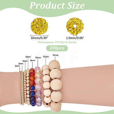200Pcs Pave Disco Ball Beads RB-PH0001-41G-1