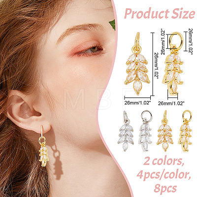 ARRICRAFT 8Pcs 2 Colors Rack Plating Brass Pave Cubic Zirconia Pendants KK-AR0003-85-1