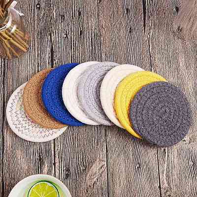 8Pcs 8 Colors Cotton Thread Weave Hot Pot Holders DIY-SZ0003-67-1