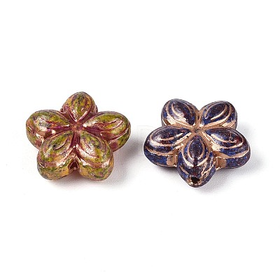 Picasso Baking Paint & Golden Metal Enlaced Glass Beads DGLA-T004-60M-1