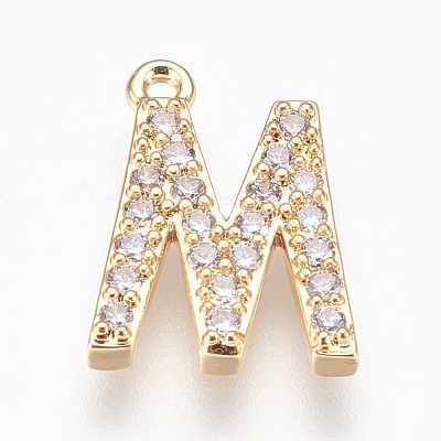 Brass Letter Pendants KK-P150-03G-M-1