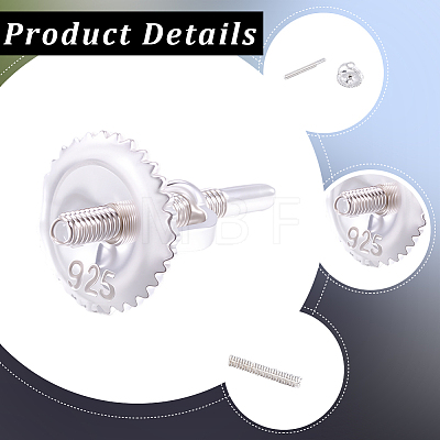3 Pairs 925 Sterling Silver Screw Ear Nuts STER-BBC0009-74B-1