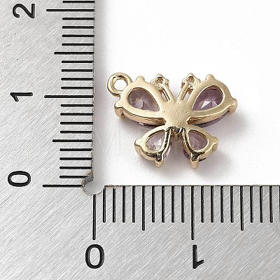 Brass Micro Pave Cubic Zirconia Charms X-KK-G491-28G-02-1