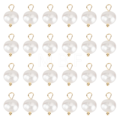 24Pcs Natural Pearl Two Sides Polished Charms PALLOY-HY00055-1