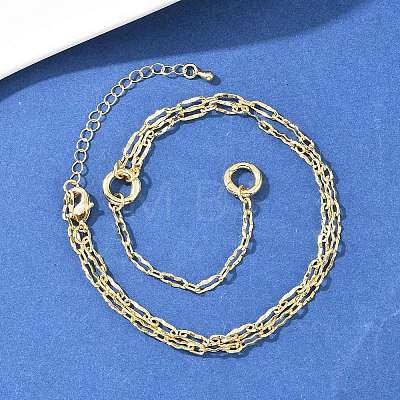 Brass Wavy Oval Link Chain Y Lariat Necklaces NJEW-H087-01G-1