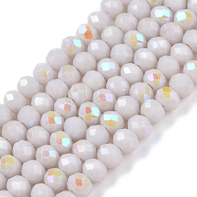 Electroplate Opaque Solid Color Glass Beads Strands EGLA-A044-P2mm-L10-1