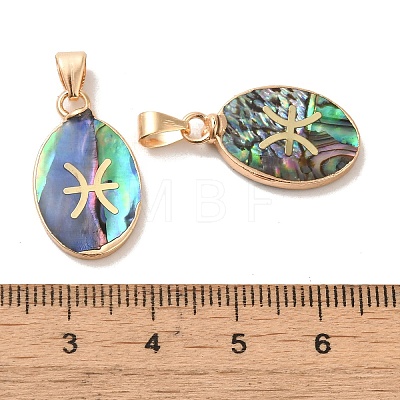 Constellation Natural Paua Shell Pendants KK-P265-01G-06-1