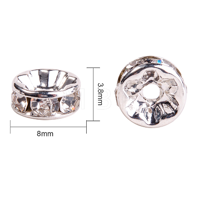 Silver Plated Brass Middle East Rhinestone Spacer Beads RB-PH0001-08S-NF-1