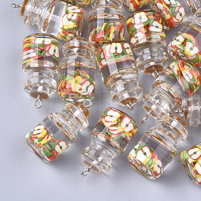 Glass Bottle Pendants GLAA-T001-04C-1