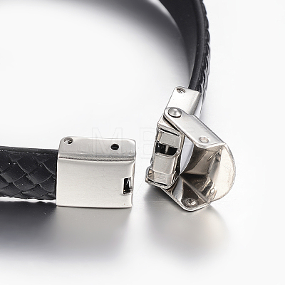 PU Leather Braided Cord Bracelets BJEW-E324-C07-1