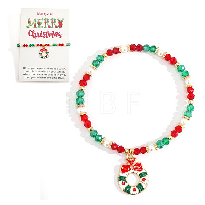 Christmas 304 Stainless Steel Enamel Charm Bracelets UB9806-10-1