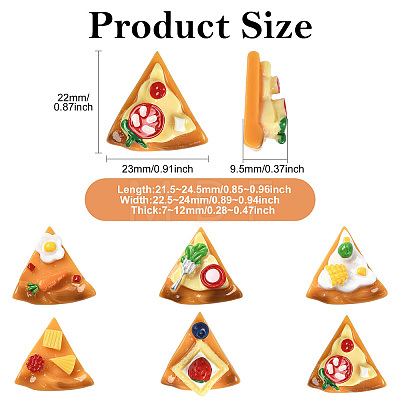 30Pcs 6 Styles Opaque Resin Pizza Cabochons RESI-CJ0005-41-1